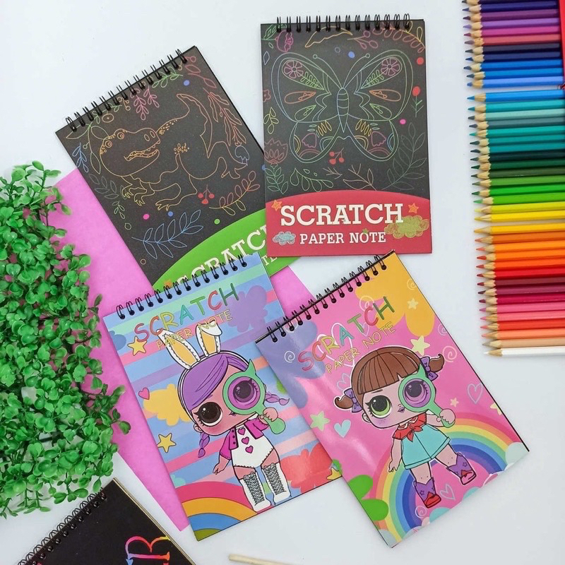Caderno de Desenho Colorido Mágico Scratch Note Papel Preto Arco-íris 14 x 20 cm 10 Folhas