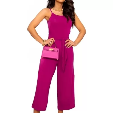 Macacão Pantalona Feminino Com Bojo Alcinha Abert