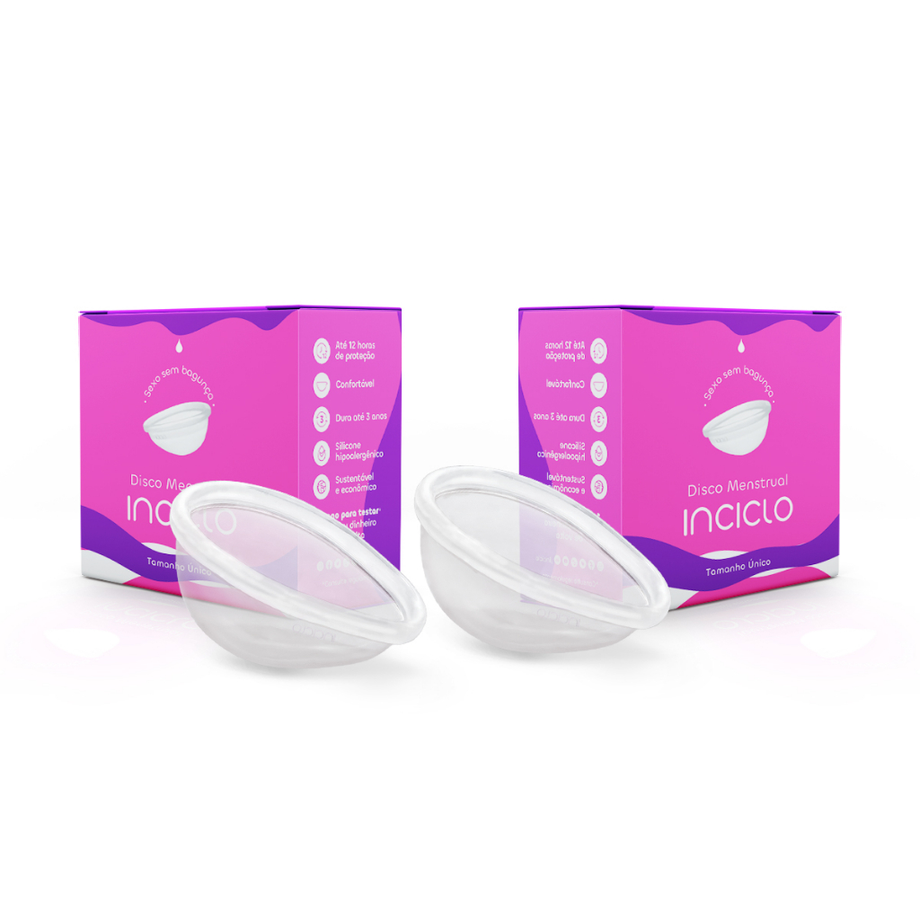 Disco Menstrual (2UN) Inciclo Reutilizável Silicone Hipoalergênico Anatômico