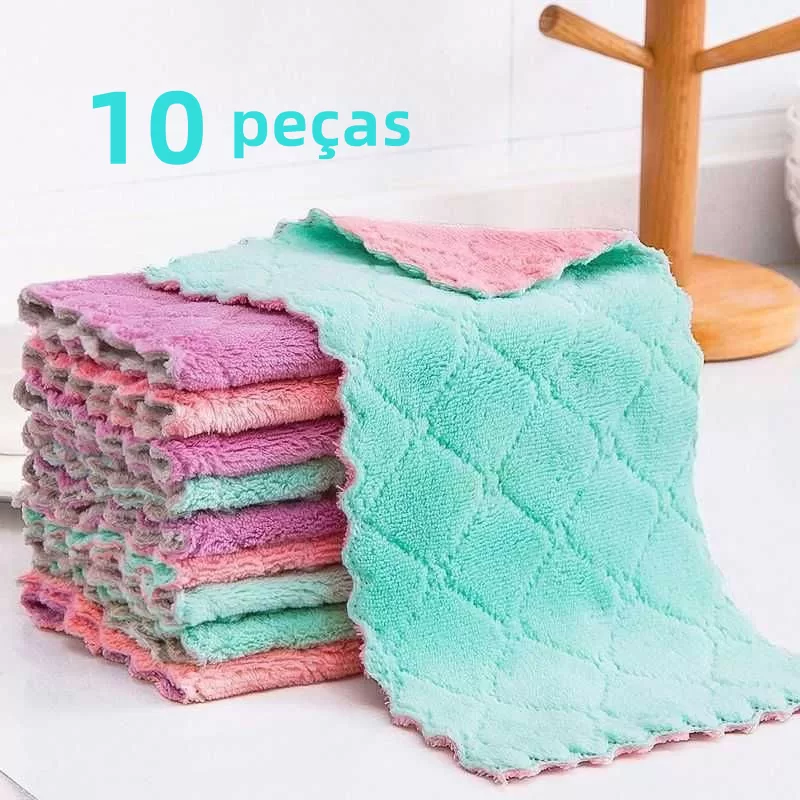 10 Pcs Super Absorvente Microfibra Pano De Cozinha Toalha De Limpeza Doméstica Super Duravel