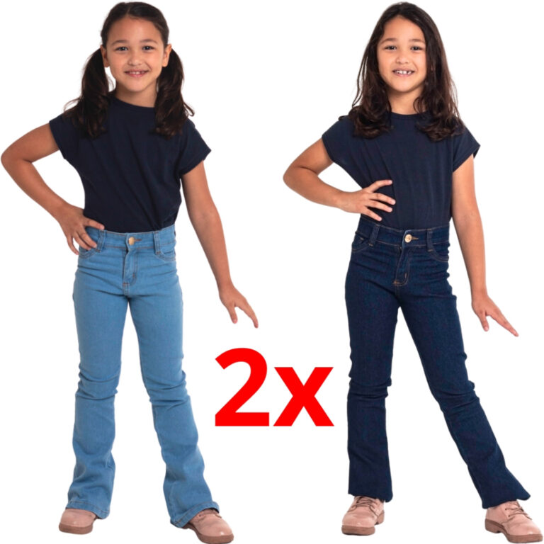 Kit 2 Calça Flare jeans infantil menina juvenil b
