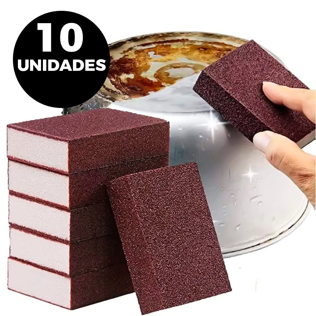 Kit Esponja Magica 10 Unidades Tira Manchas Riscos Ferrugem Sujeiras Pesada