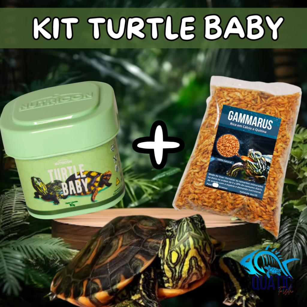 KIT Alimento Tartaruga Baby, Ração turtle Baby Nutricon + Gamarus