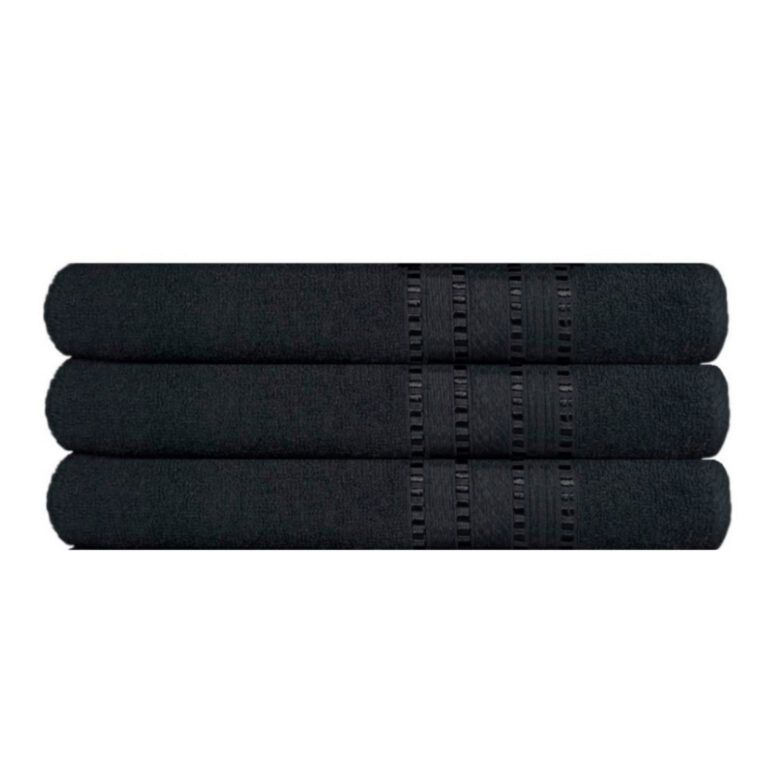 Kit com 3pçs Toalha de Banho Preto Topázio 70x14