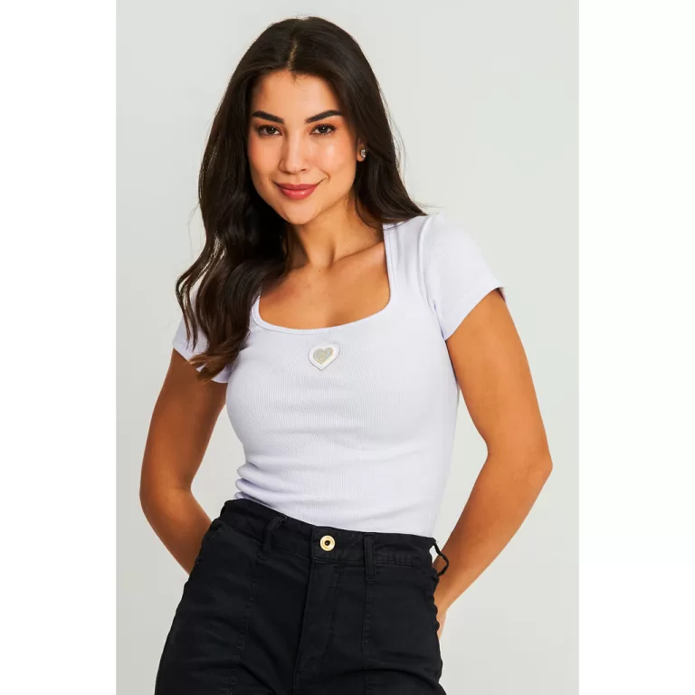 Blusa Feminina Casual Decote Reto Polo Wear Branco
