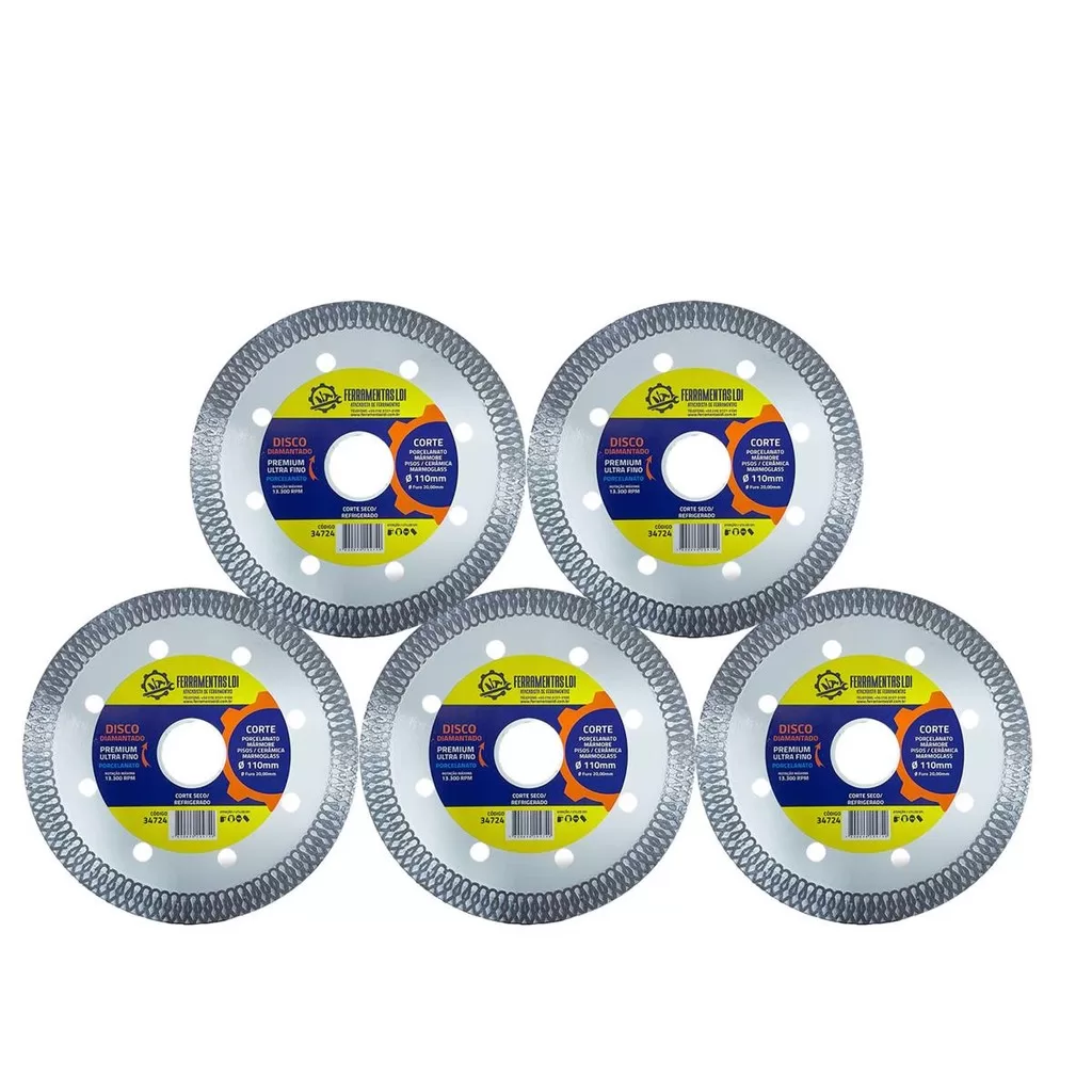 5 Disco Corte Diamantado Best Quality Ultrafino 110mm Ldi