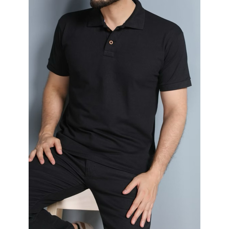 KIT 2 CAMISETA POLO MASCULINA GOLA ALTA 100% ALGODÃO
