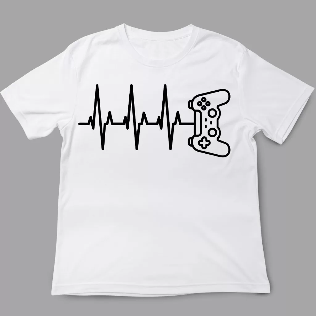 Camiseta Gamer – Batimentos por games coração joystic
