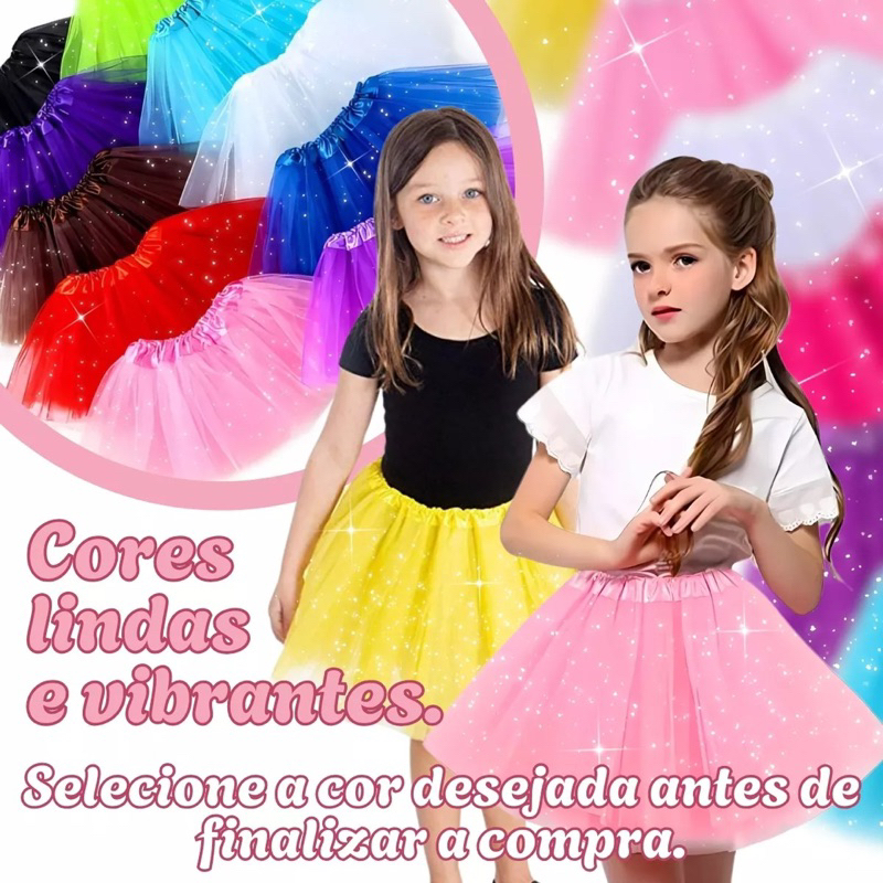 Saia Infantil Tule Tutu Carnaval Bailarina Menina