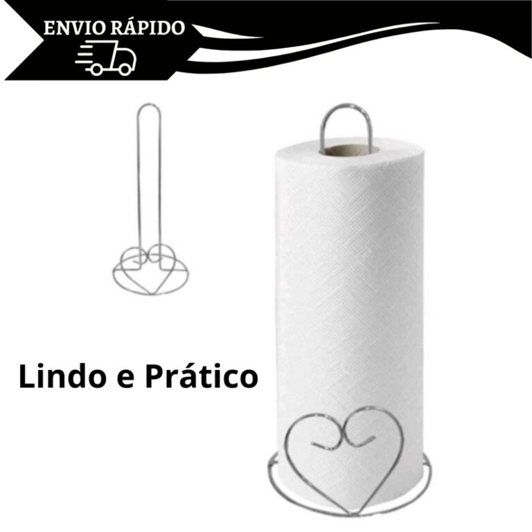 Porta Papel Toalha de Metal Coração