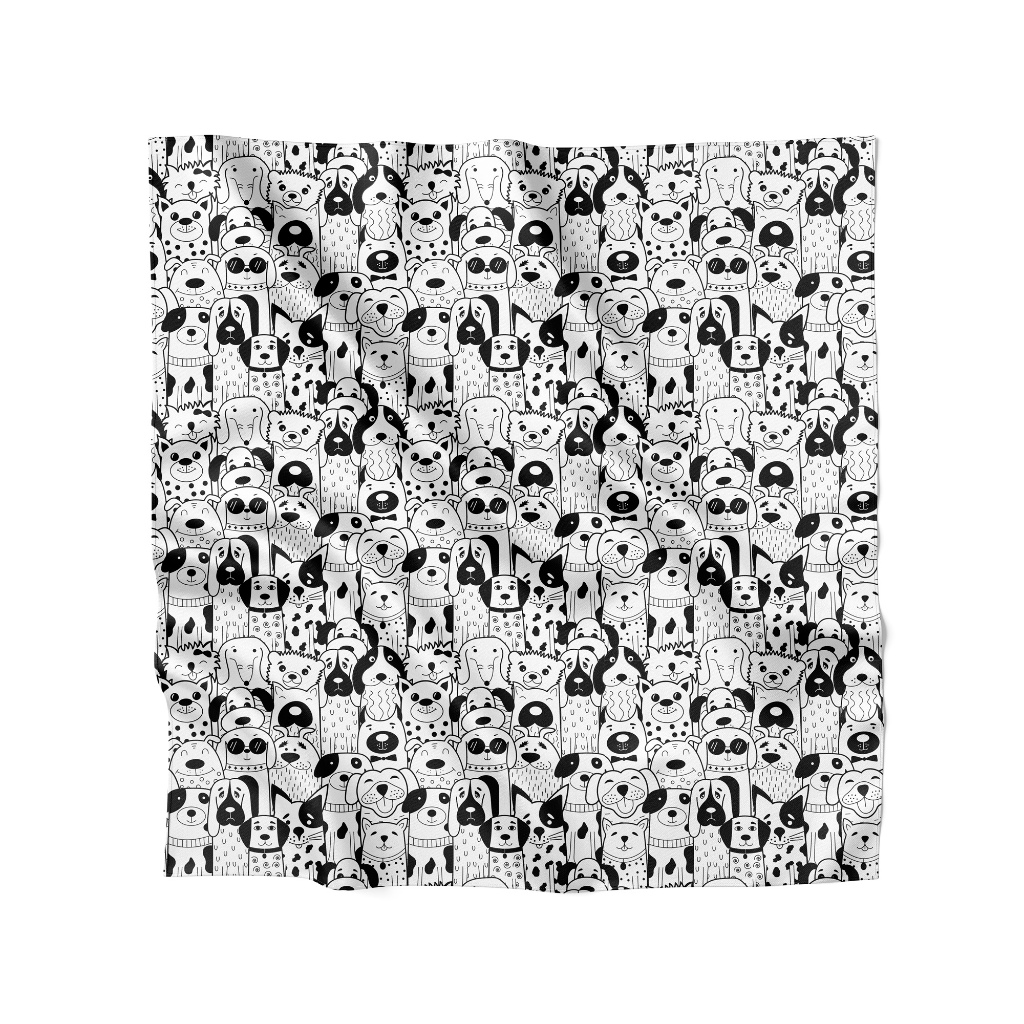 Lenço de Cetim 90x90cm Várias Amarrações Tendência Fashion Estampas de Pets Fofos Cachorrinhos e Gat