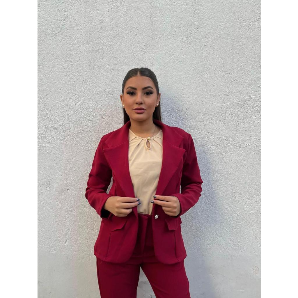 Blazer Alfaiataria Feminino Sem Forro Com Bolso