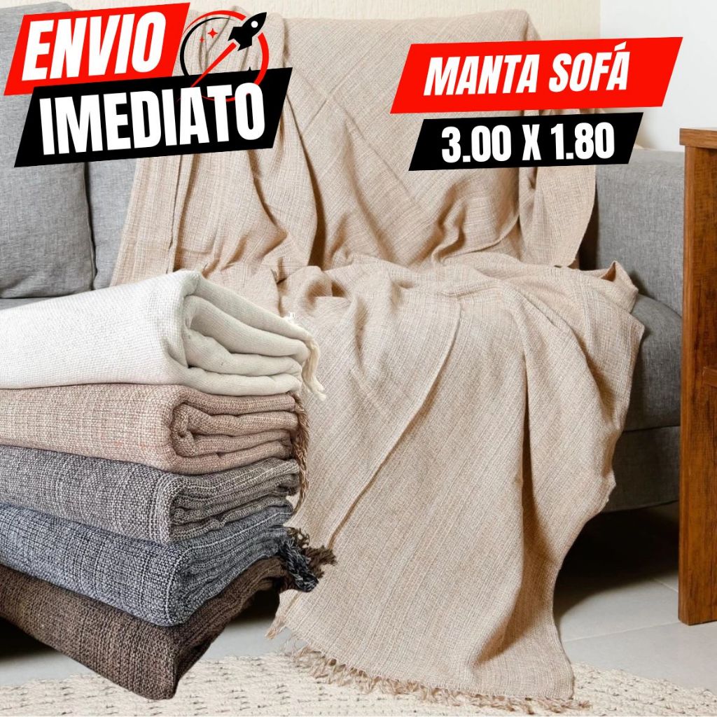 Manta Para Sofá King Gigante 3,00 x 1,80 MT 100% Algodão Super Luxo Artesanal Decoração Elegante Pre