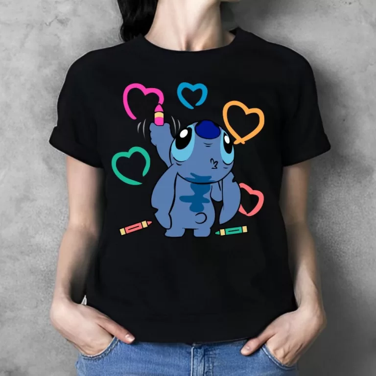 Camiseta Preta blusinha Básica Stitch Feminina, M