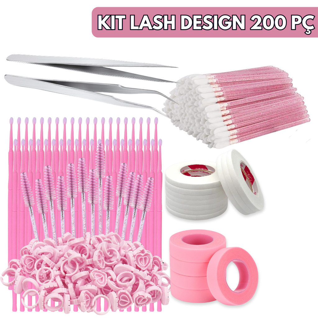 Kit Completo Iniciante Extensão Alongamento De Cílios Pinças Pincel – Escolha Seu Kit