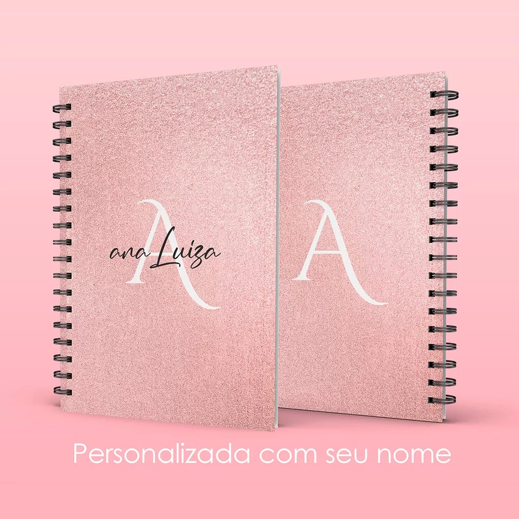 Agenda Capa com Glitter 2024 – A5 21,5 x 15,5cm – Personalize com seu nome