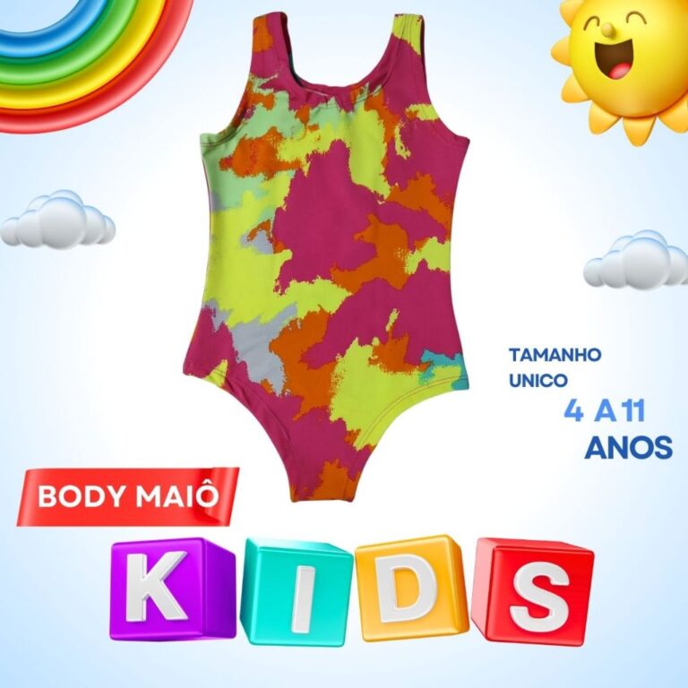 Maiô/Body moda praia infantil/juvenil Veste de 7 