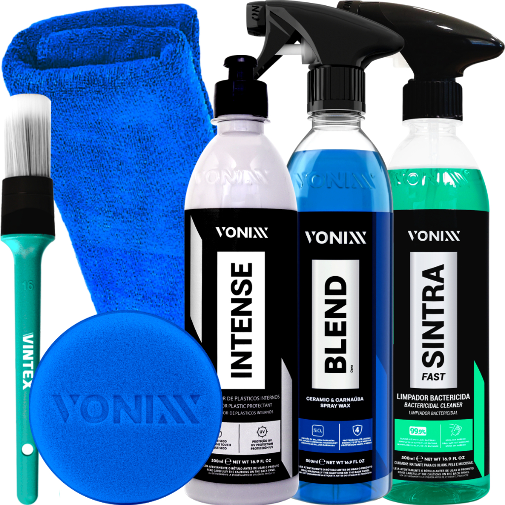 Sintra Fast Limpador Interno Cera Blend Spray Intense Revitalizador Pincel Automotivo Vintex