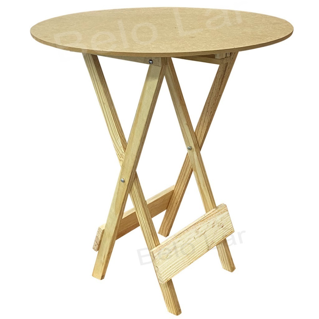 Mesa De Madeira Tampo Redondo Dobrável Para Eventos Festas Promoção