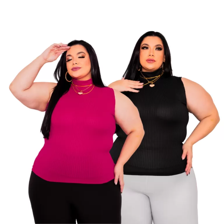 Regata Feminina Canelada Plus Blusinha Básica Kit