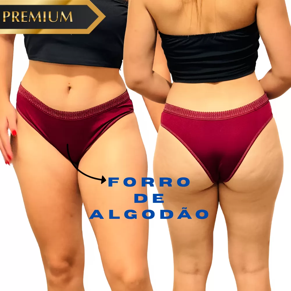 Kit com 05 Calcinhas Feminina Tanga  de Microfibra Cintura Alta  Segura Barriga Confortável
