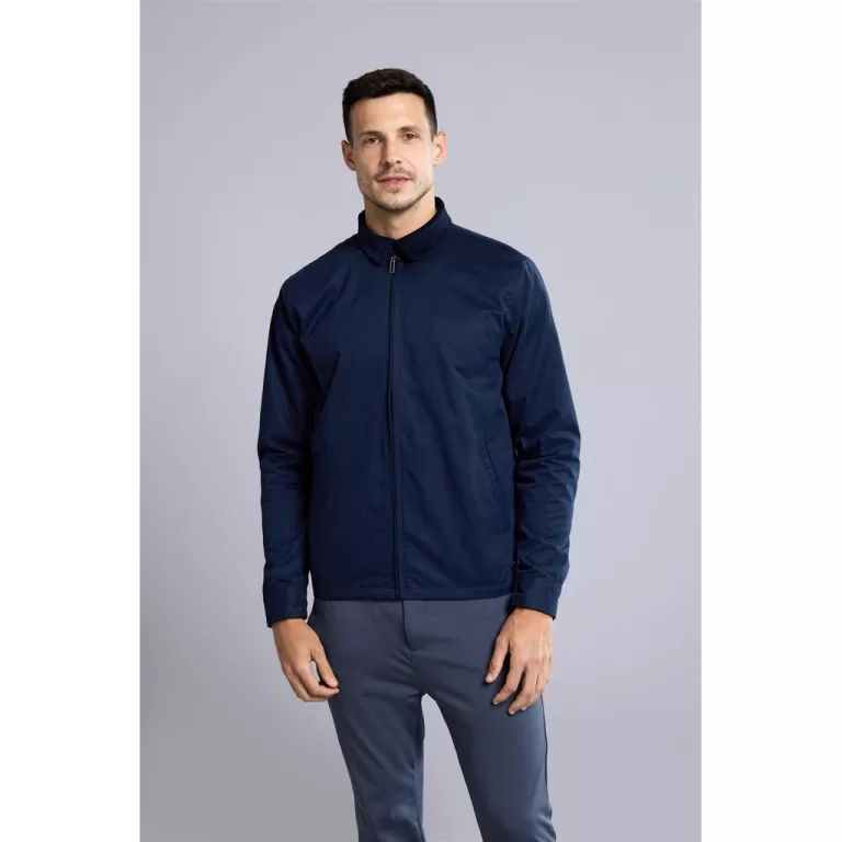 Jaqueta Trucker com Zíper – Azul Marinho