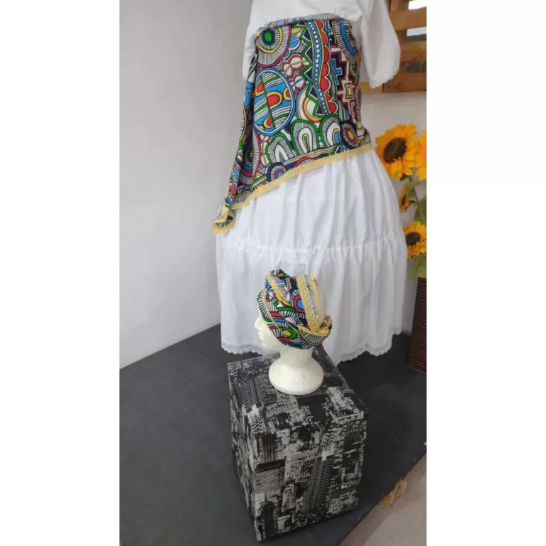 Conjunto pano de costa + pano de cabeça africano 
