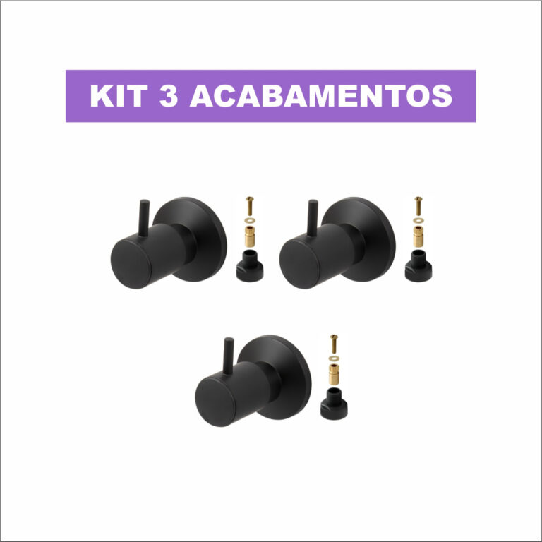 Kit 3 Acabamento Para Registro Preto Metal C90 Pad