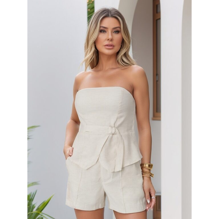 Conjunto Feminino Tomara Que Caia Com Fivela e Sho