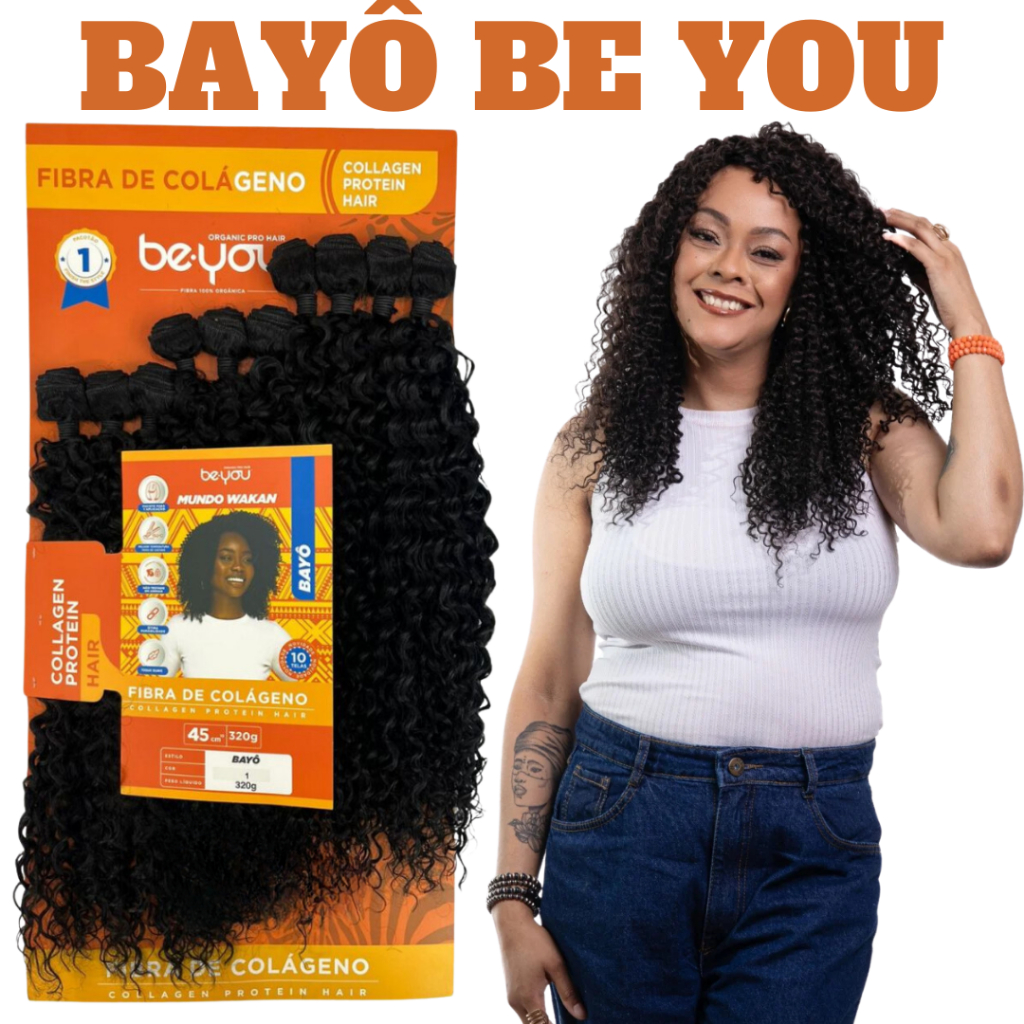 Cabelo Cacheado Fibra De Colágeno Bayô 45cm Be You Pronta Entrega