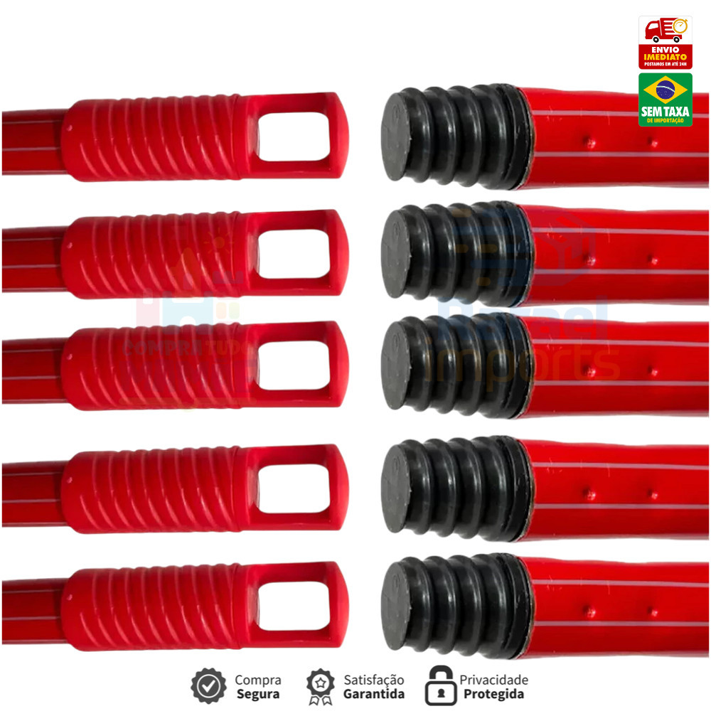 Kit 5 Unidades Cabo de Vassoura Rodo 120cm Condor Metálico Plastificado Com Encaixe de Rosca E Alça