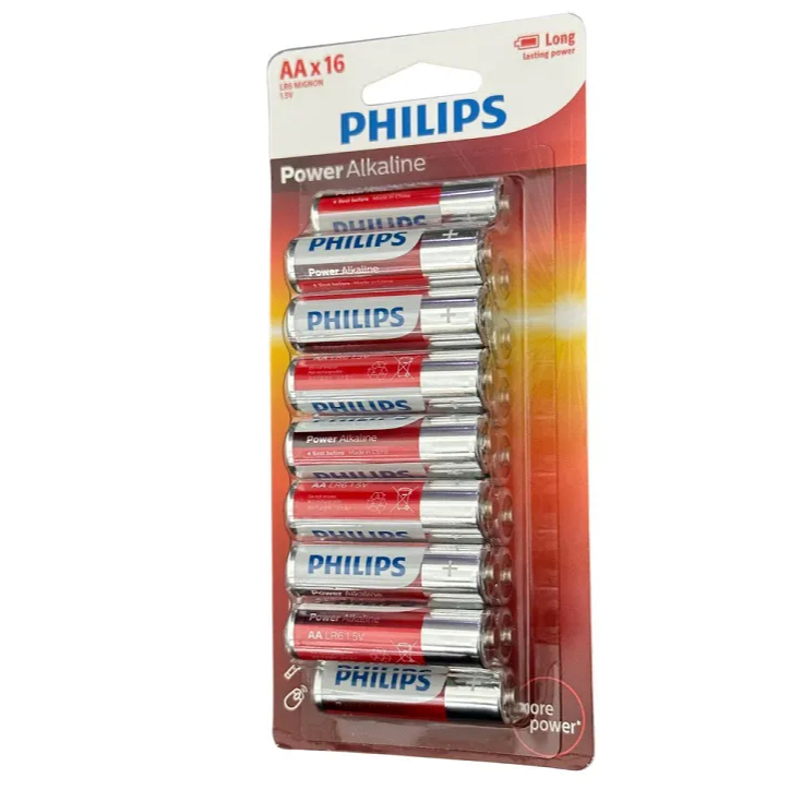 Pilha Alcalina AA comum 1.5v LR6 Blister C/16 Phil