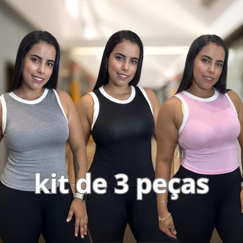 Kit 3 Regata Feminina Básica Confortável  Viscol