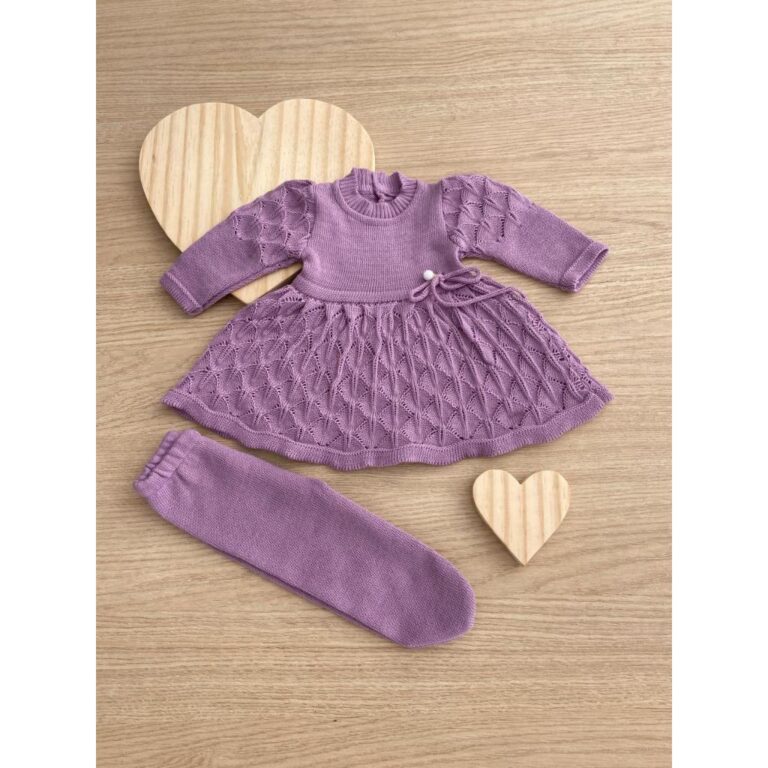 Vestido Calça Perola Récem Nascido Tricô infant