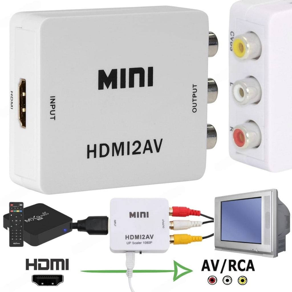 Mini Adaptador Conversor 1080p Hdmi P/ Vídeo Composto Av Rca