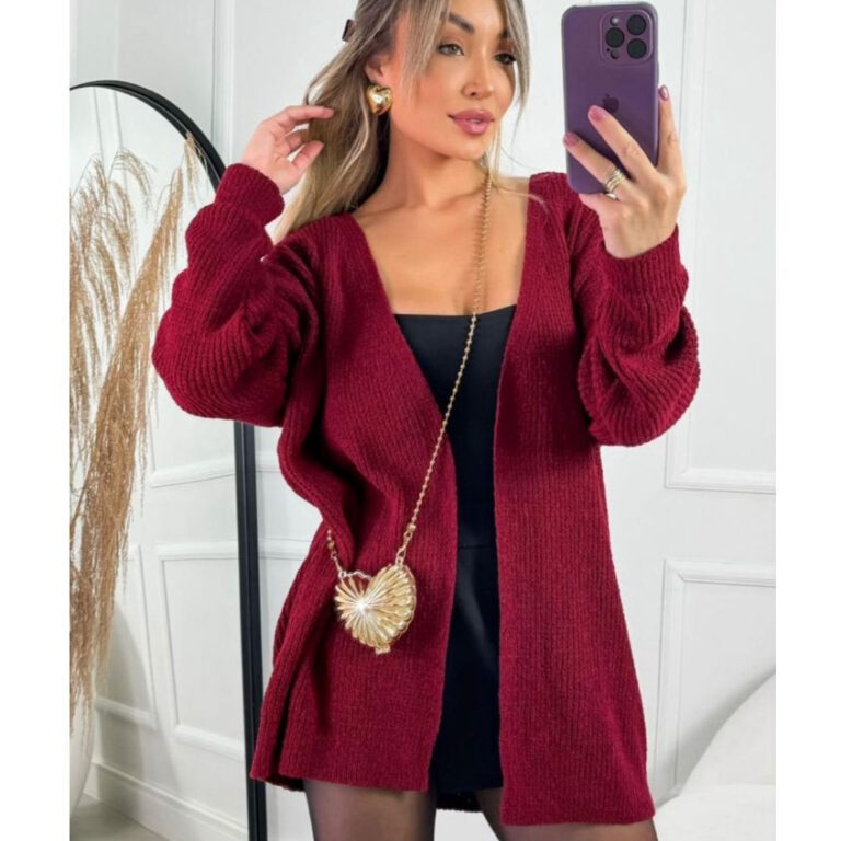 Cardigan Kimono Feminino de Tricot Manga Longa Cas