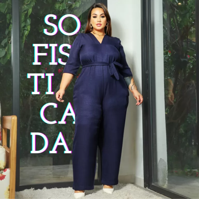 Macacão Plus Size Longo Linho Festa Elegante