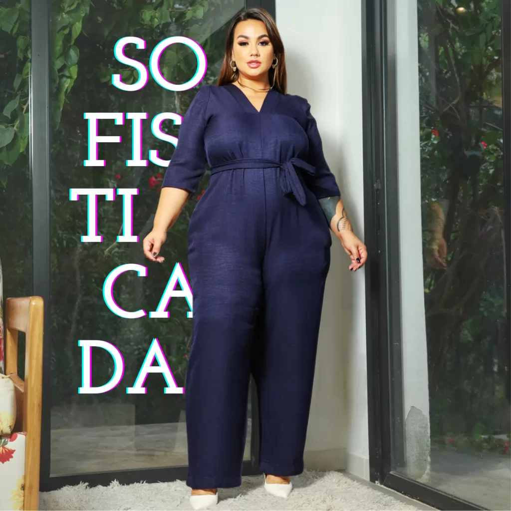 Macacão Plus Size Longo Decote V Festa Elegante Lia Rosa