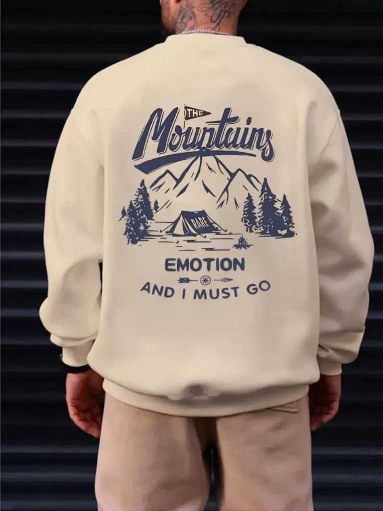Moletom Masculino Streatwear Blusa de Frio Casaco Grosso Sem Capuz Flanelado Estampado Lançamento