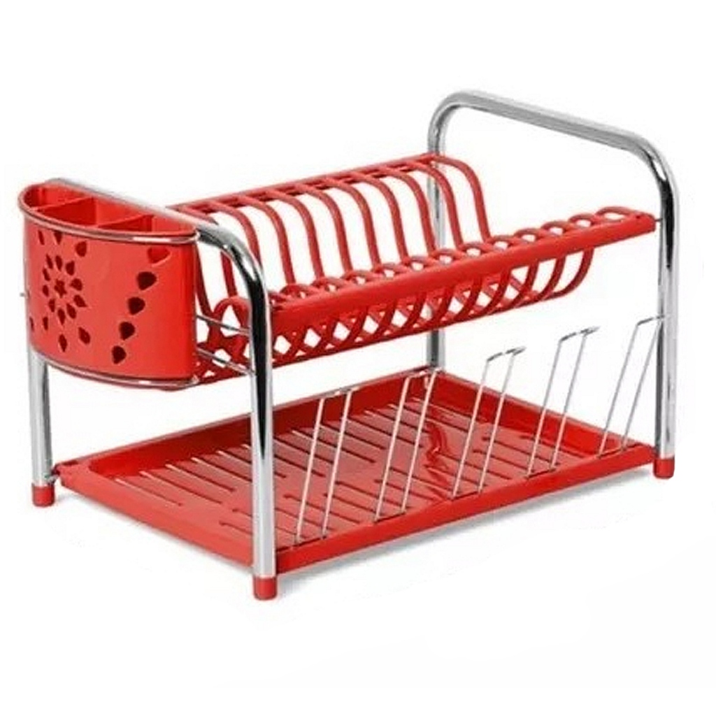 Escorredor De Louças Inox C/Porta Copos e Talheres 13 Pratos