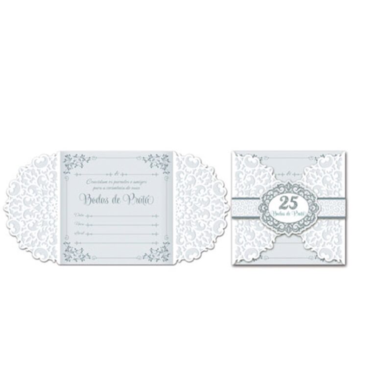 Convite Bodas de Prata Premium Junco 8und