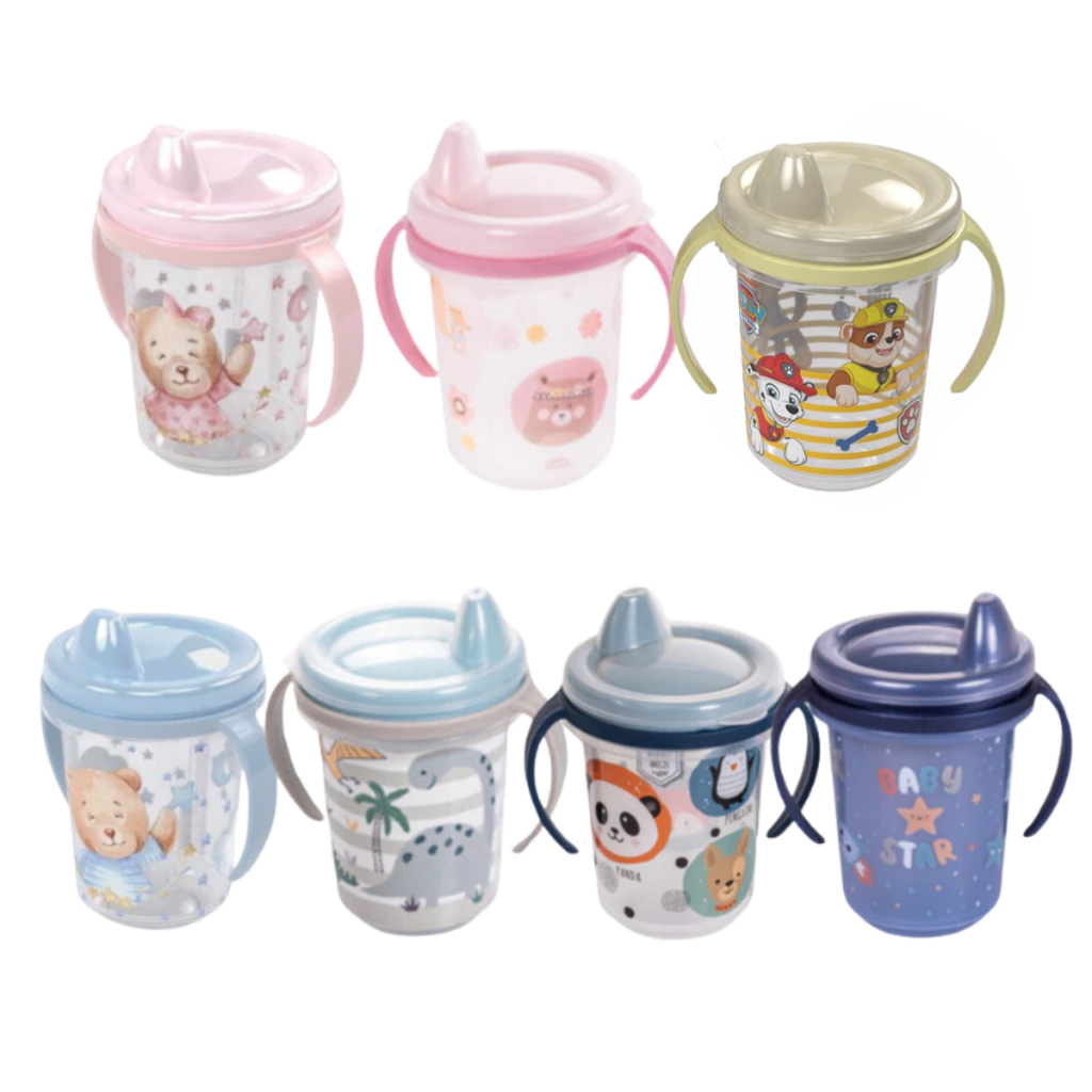 Copo Caneca com Alça e Tampa Introdução Alimentar Infantil Bebê 330 ml  – Plasútil