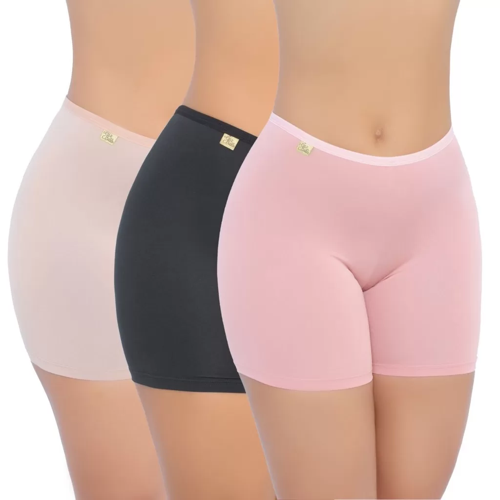 Kit 03 Short Segunda Pele (Anágua Longo) Liso Feminino Modelador Para Usar Com Saia Ou Vestido Envio