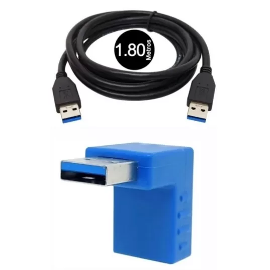 Kit 1 Cabo Usb M Para Usb M De 1.8 Mt + 1 Adaptado