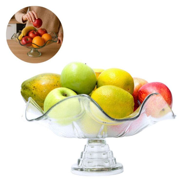 Fruteira de base alta em vidro para frutas e verdu