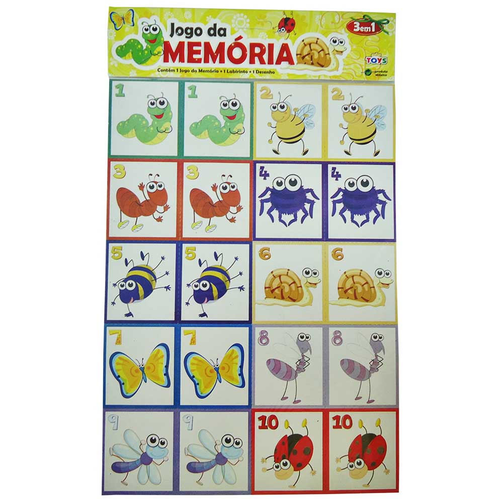 Kit 3 em 1 (1 Jogo da memória + 1 Labirinto + 1 Desenho Colorir) – Lembrancinha Dia da Crianças Fest