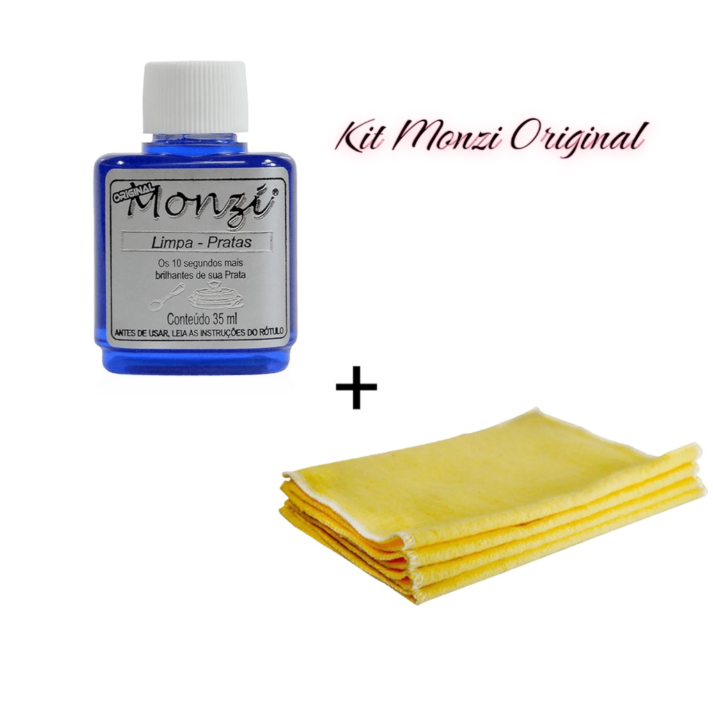 Kit Limpa Pratas 925 Monzi + Flanela Original – Liquido Para Limpar Pratas