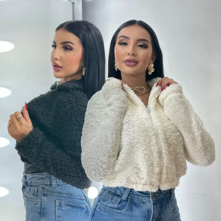 Casaco Teddy De Pelinho Jaqueta Curta Feminina Inv