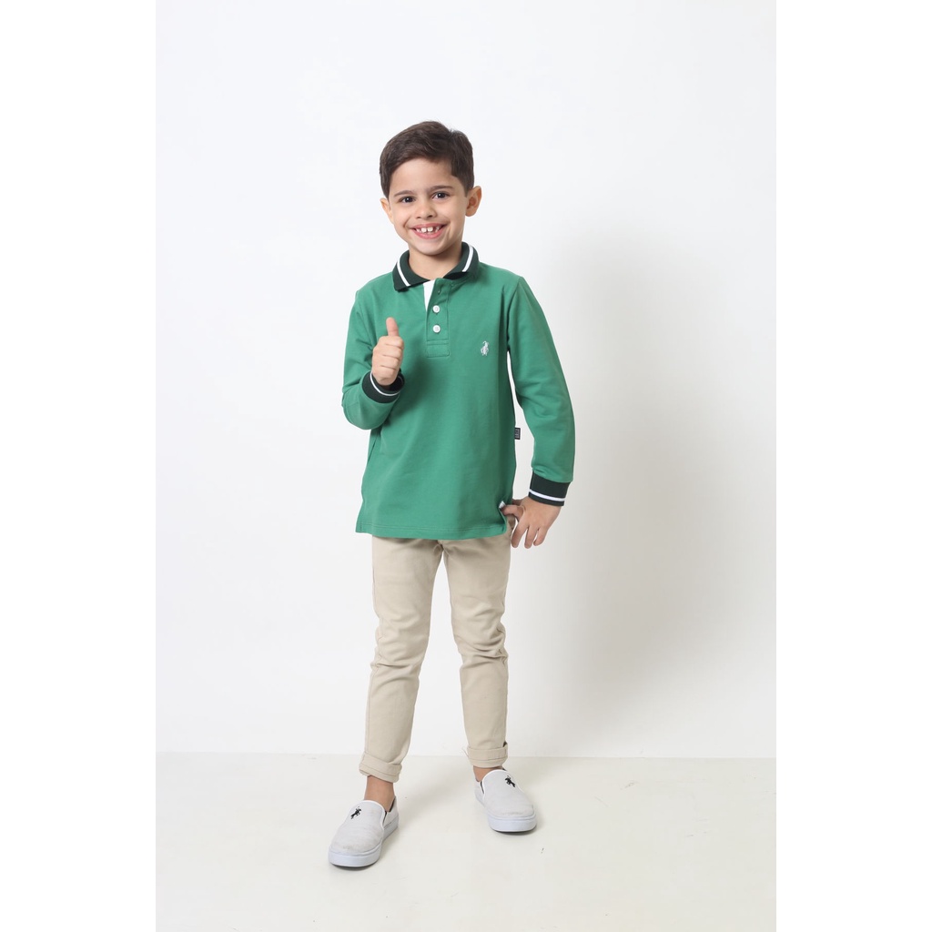 Camisa Polo ou Body Infantil Verde Bandeira Manga Longa Premium