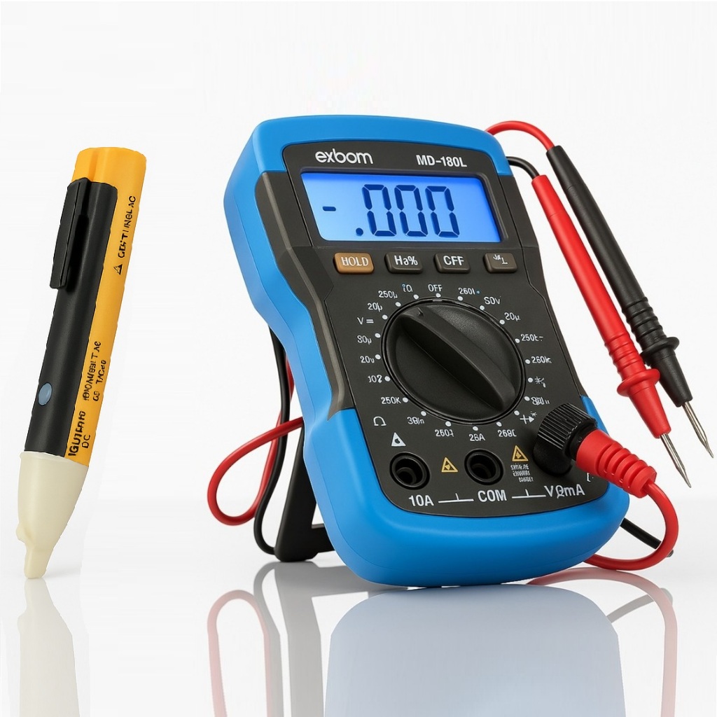 Kit Multimetro Digital Profissional Sem Bipe e Com Bipe Dígitos Painel Iluminado Com Bateria e Ponta